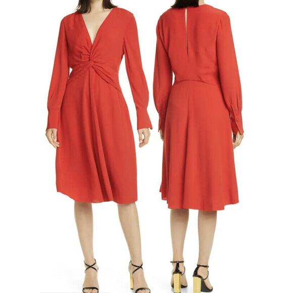 Equipment dress red Faun Twist front long sleeve - Picture 1 of 5